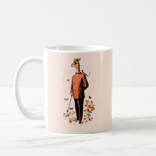 EXTRAVAGANTES LLAMA-TIER IN BLUME UND SCHALTFLÄDEN KAFFEETASSE (Links)