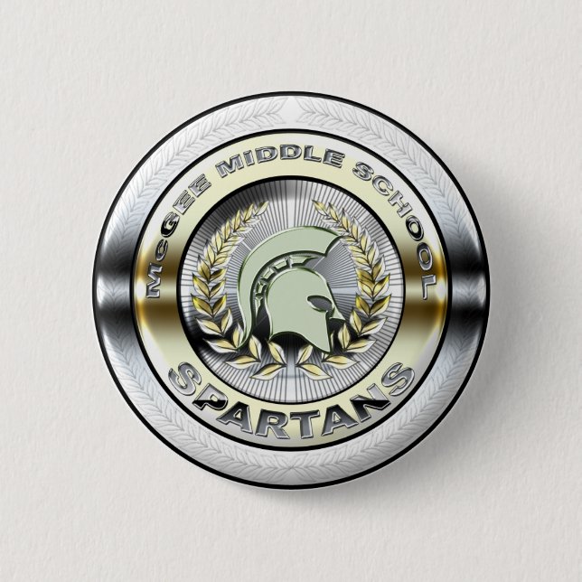 Extravagantes metallisches spartanisches Logo #1 Button (Vorderseite)