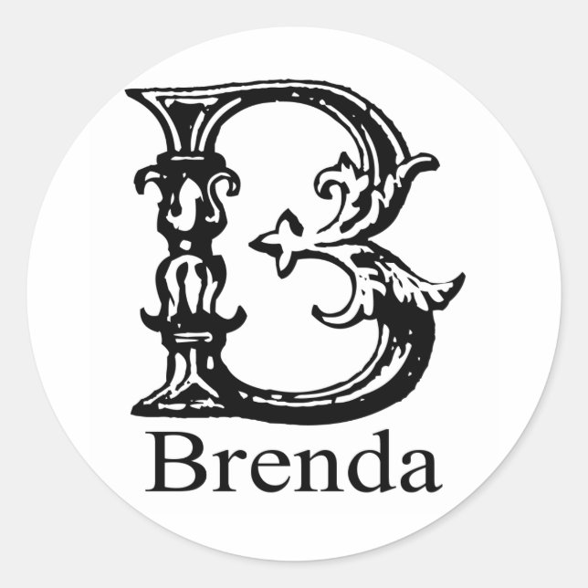 Extravagantes Monogramm: Brenda Runder Aufkleber (Vorderseite)