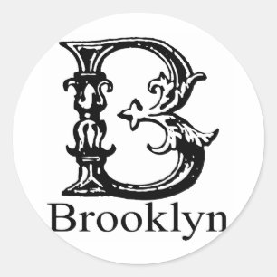 Extravagantes Monogramm: Brooklyn Runder Aufkleber