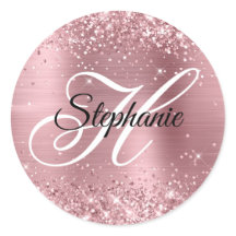Extravagantes Monogramm für Glittery Light Pink Fo
