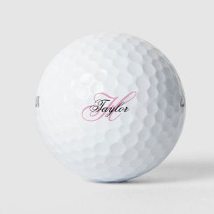 Extravagantes Monogramm in Schwarz und Rosa Golfball