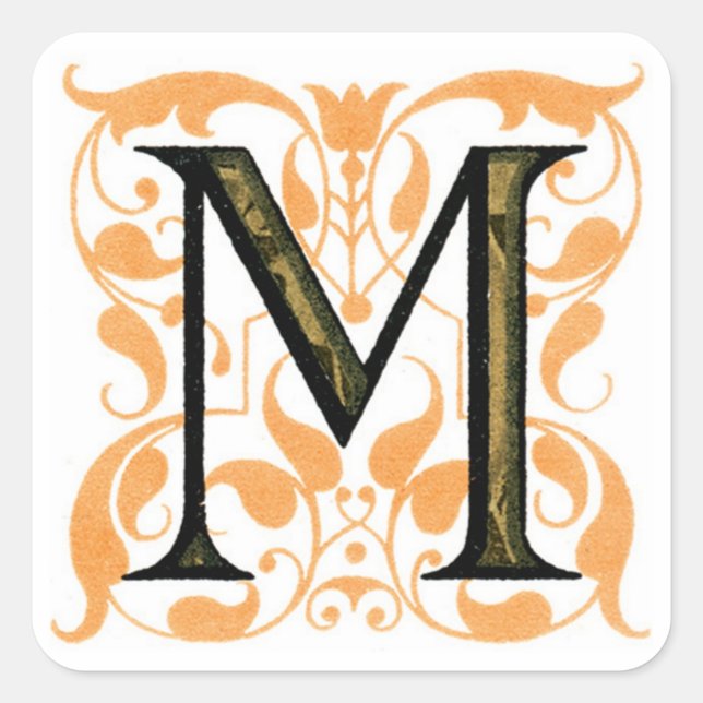 Extravagantes Monogramm "M" - Aufkleber (Vorderseite)
