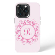 Extravagantes Monogramm mit rosa Wirbel iPhone Cas