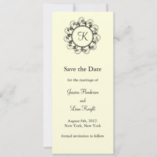 Extravagantes Monogramm Save the Date (off+weiß)