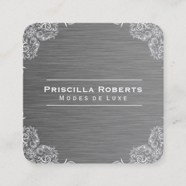 Extravagantes Muster | Hintergrund aus metallische Quadratische Visitenkarte (Vorderseite)