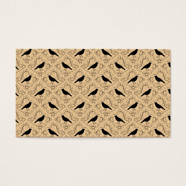 Extravagantes Muster mit Krähen. Schwarz und Beige (Vorderseite)