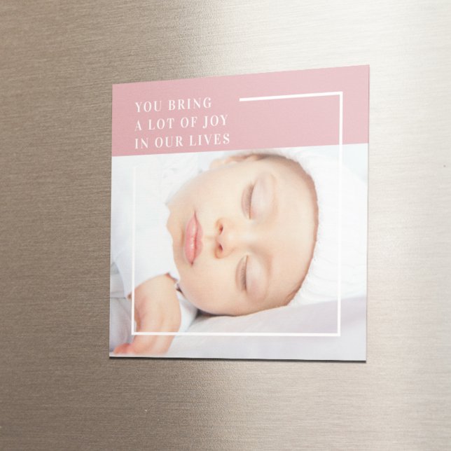 Extravagantes Niedliches Baby-Foto | Rosa und Weiß Magnet (Von Creator hochgeladen)