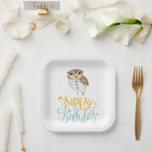 Extravagantes Owl Geburtstag Pappteller