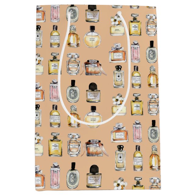 Extravagantes Parfüm-Flaschenmuster Mittlere Geschenktüte (Vorderseite)