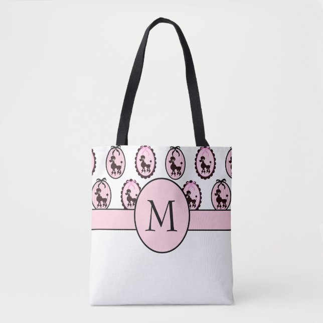 Extravagantes Poodles Monogramm Totbeutel (Vorderseite)