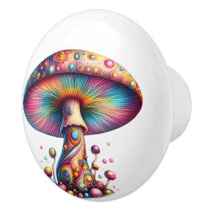 Extravagantes Rainbow-farbenes Toadstool Keramikknauf