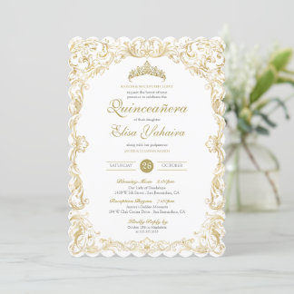Extravagantes Regal White Gold Einladung