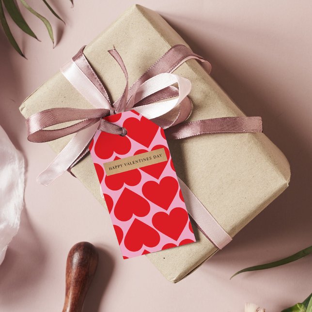 Extravagantes romantisches Rot-Rot-Rosa-Herz-Muste Geschenkanhänger (Von Creator hochgeladen)