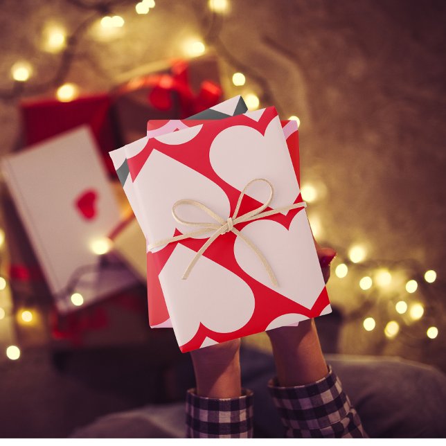 Extravagantes rotes und rosafarbenes Herzmuster -  Geschenkpapier Set (Von Creator hochgeladen)