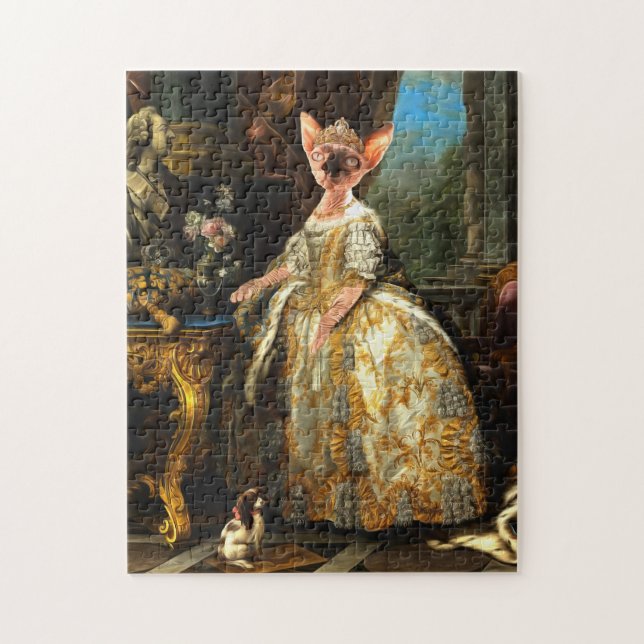 Extravagantes Royal Renaissance Cat Queen Portrait Puzzle (Vertikal)
