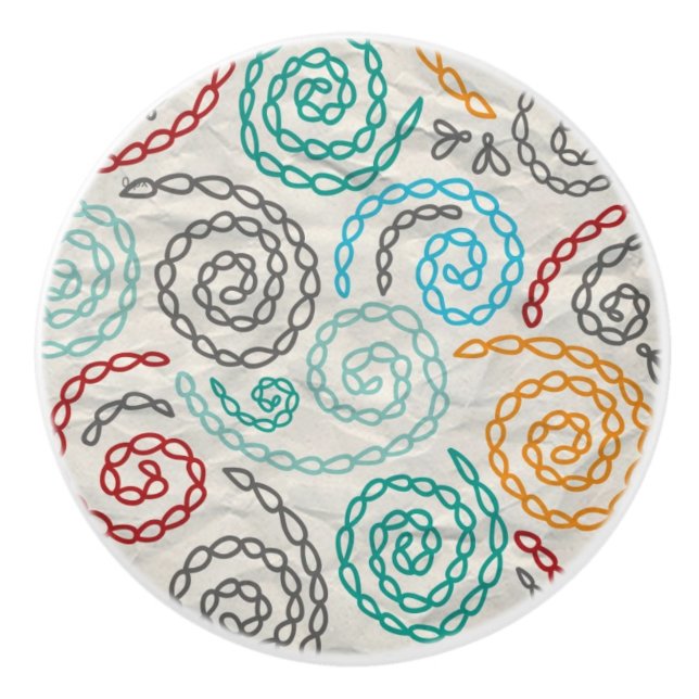 Extravagantes rumpled Papier der Stickerei Keramikknauf (Vorderseite)