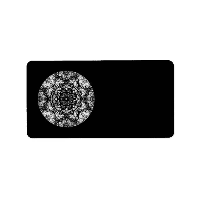 Extravagantes Runddesign auf schwarz. Adressaufkleber (Vorne)