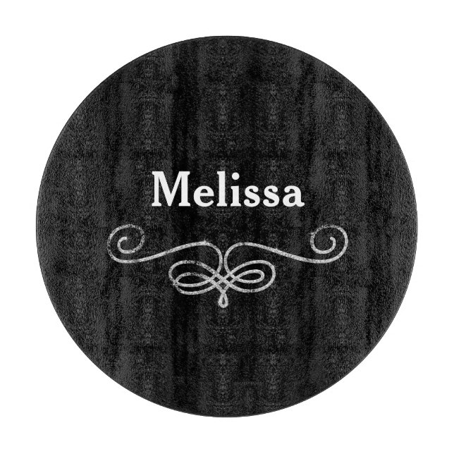 Extravagantes Schwarz und Silber Schneidebrett (Vorderseite)