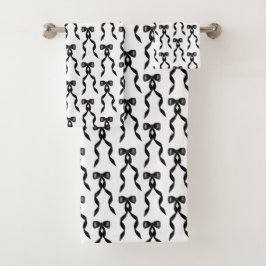 Extravagantes Schwarzes Bow-Muster Badhandtuch Set