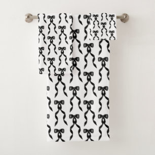 Extravagantes Schwarzes Bow-Muster Badhandtuch Set