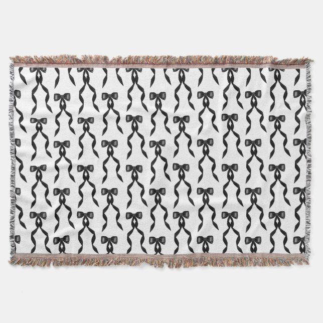 Extravagantes Schwarzes Bow-Muster Decke (Vorderseite)