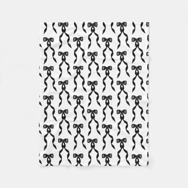 Extravagantes Schwarzes Bow-Muster Fleecedecke (Vorderseite)