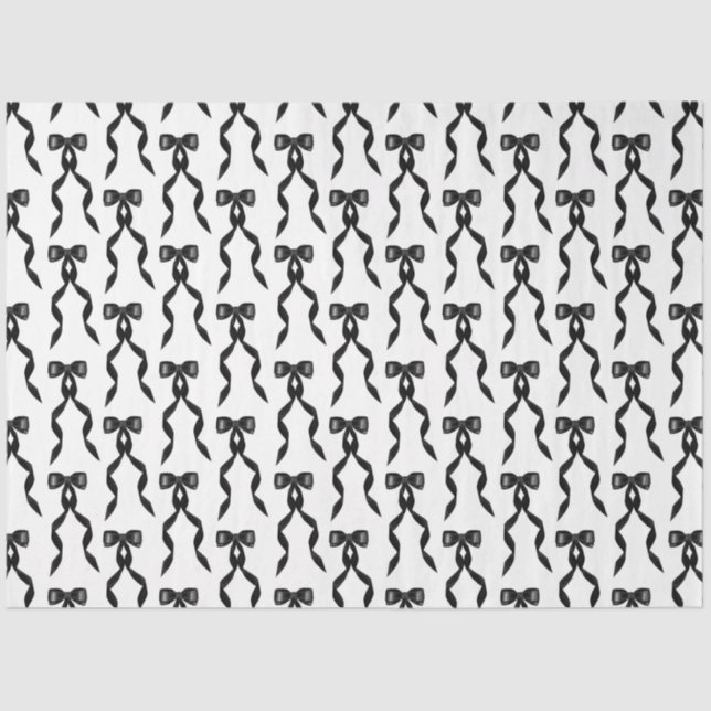 Extravagantes Schwarzes Bow-Muster Seidenpapier (Vorderseite)
