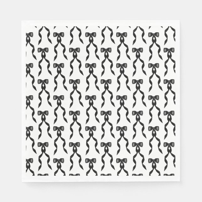 Extravagantes Schwarzes Bow-Muster Serviette (Vorderseite)