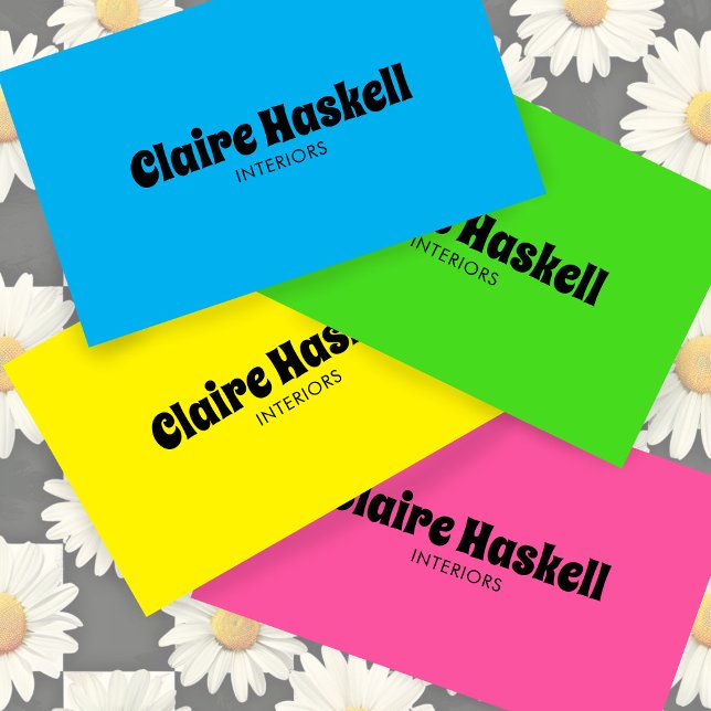 Extravagantes Script Bold Bright Blue Chic Minimal Visitenkarte (Fancy Script Bold Bright Blue Chic Minimal Business Card
)