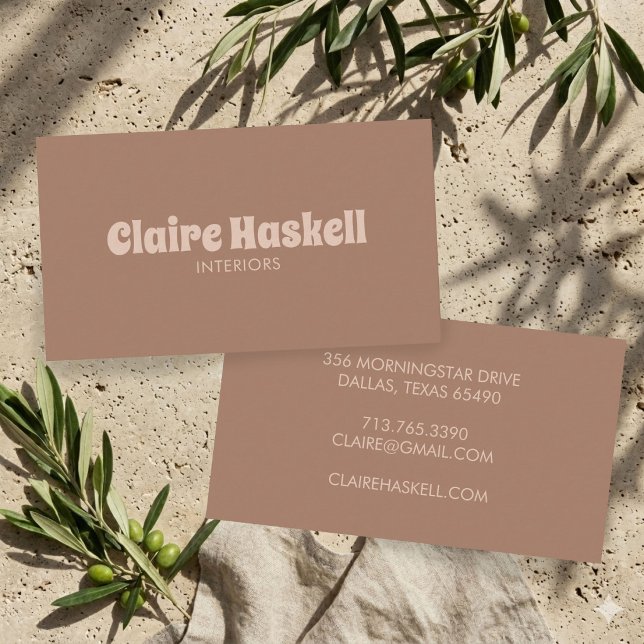 Extravagantes Script Mocha Mousse Tan Beige Chic M Visitenkarte (Fancy Script Mocha Mousse Tan Beige Chic Minimal Business Card
)