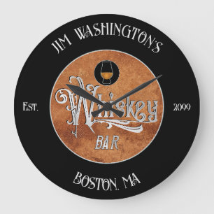 Extravagantes Script Whiskey-Bar Große Wanduhr