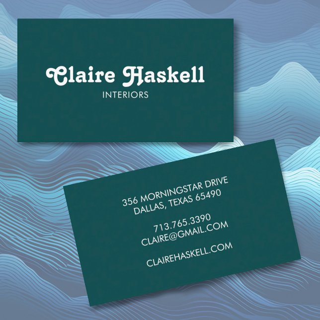 Extravagantes Skript Blau Aquamarin-Weißer Chic Mi Visitenkarte (Fun font custom business cards in a teal green. Add your own text to make it shine
)