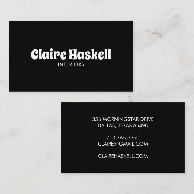 Extravagantes Skript mit schwarzem und weißem Chic Visitenkarte (Vorne/Hinten)