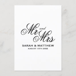 Extravagantes Skript Mr. & Mrs Logo Hochzeitsmenü  Menükarte