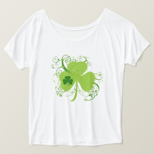 Extravagantes St Patricks Day Kleeblatt T-Shirt (Design vorne)