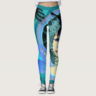 Extravagantes Stern-Fee-Muster der Frauen blauer Leggings