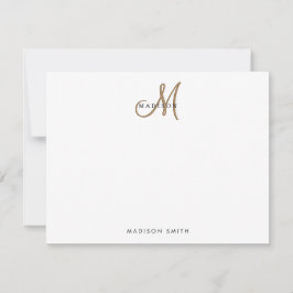 Extravagantes, stylisches Black and Gold Monogram  Mitteilungskarte