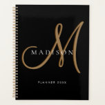 Extravagantes, stylisches Black and Gold Monogram  Planer<br><div class="desc">Elegantes,  extravagantes Monogramm-Skript</div>