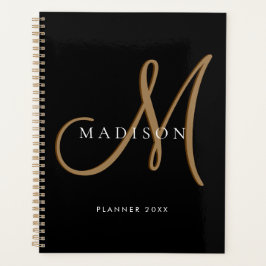 Extravagantes, stylisches Black and Gold Monogram  Planer