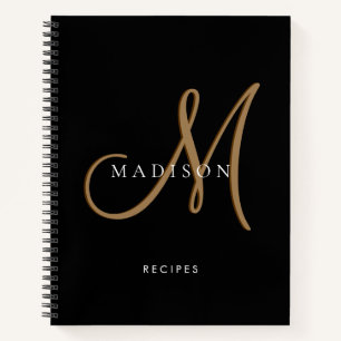 Extravagantes, stylisches Black Gold Monogram Scri Notizbuch
