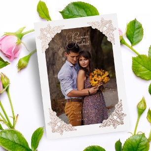 Extravagantes Vintages Foto in Rahmen geblüht Folieneinladung