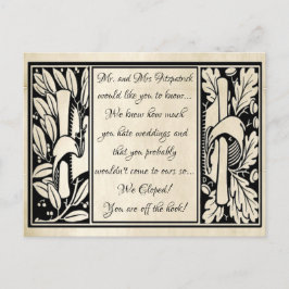 Extravagantes Vintages Pergament Funny We Eloped Ankündigungspostkarte