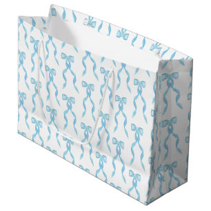 Extravagantes Watercolor Blue Bow-Muster Große Geschenktüte