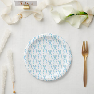 Extravagantes Watercolor Blue Bow-Muster Pappteller