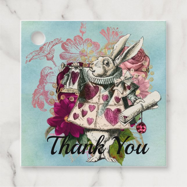 Extravagantes Wonderland Weißes Kaninchen Geschenkanhänger (Vorderseite)