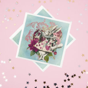 Extravagantes Wonderland Weißes Kaninchen Serviette