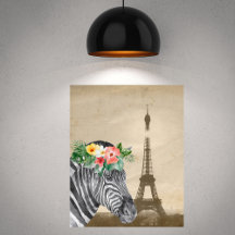 Extravagantes Zebra & Eiffel Tower Poster