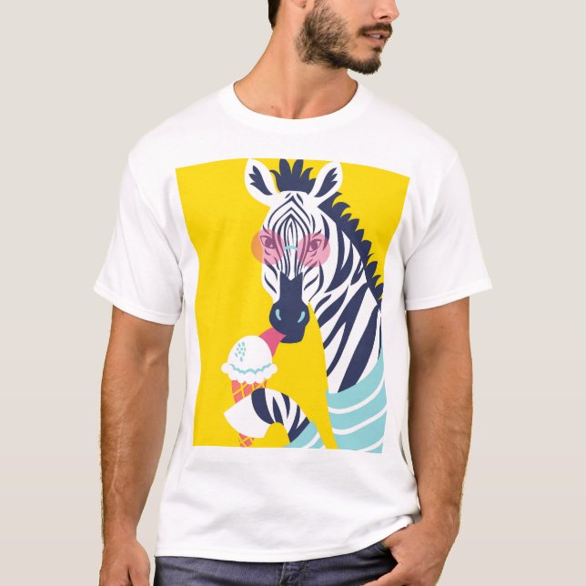 Extravagantes Zebra: Rosa Sonnenbrille Vintag. T-Shirt (Vorderseite)