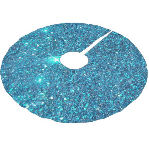 Extravaganz Aquamarin Blue Glitzer Shine Polyester Weihnachtsbaumdecke